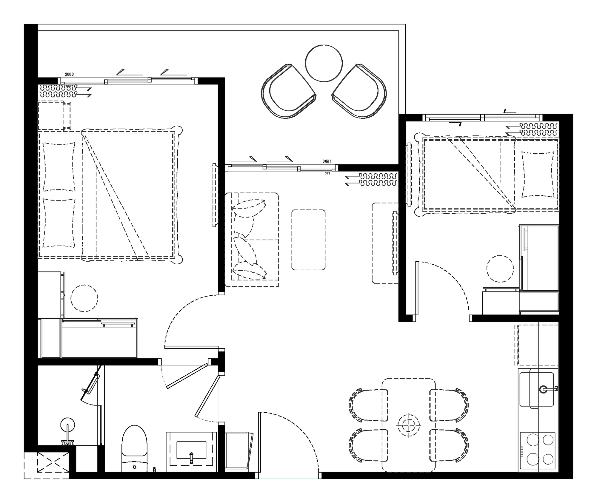 Floor plan of the 1 Bedroom Plus, 49 m²