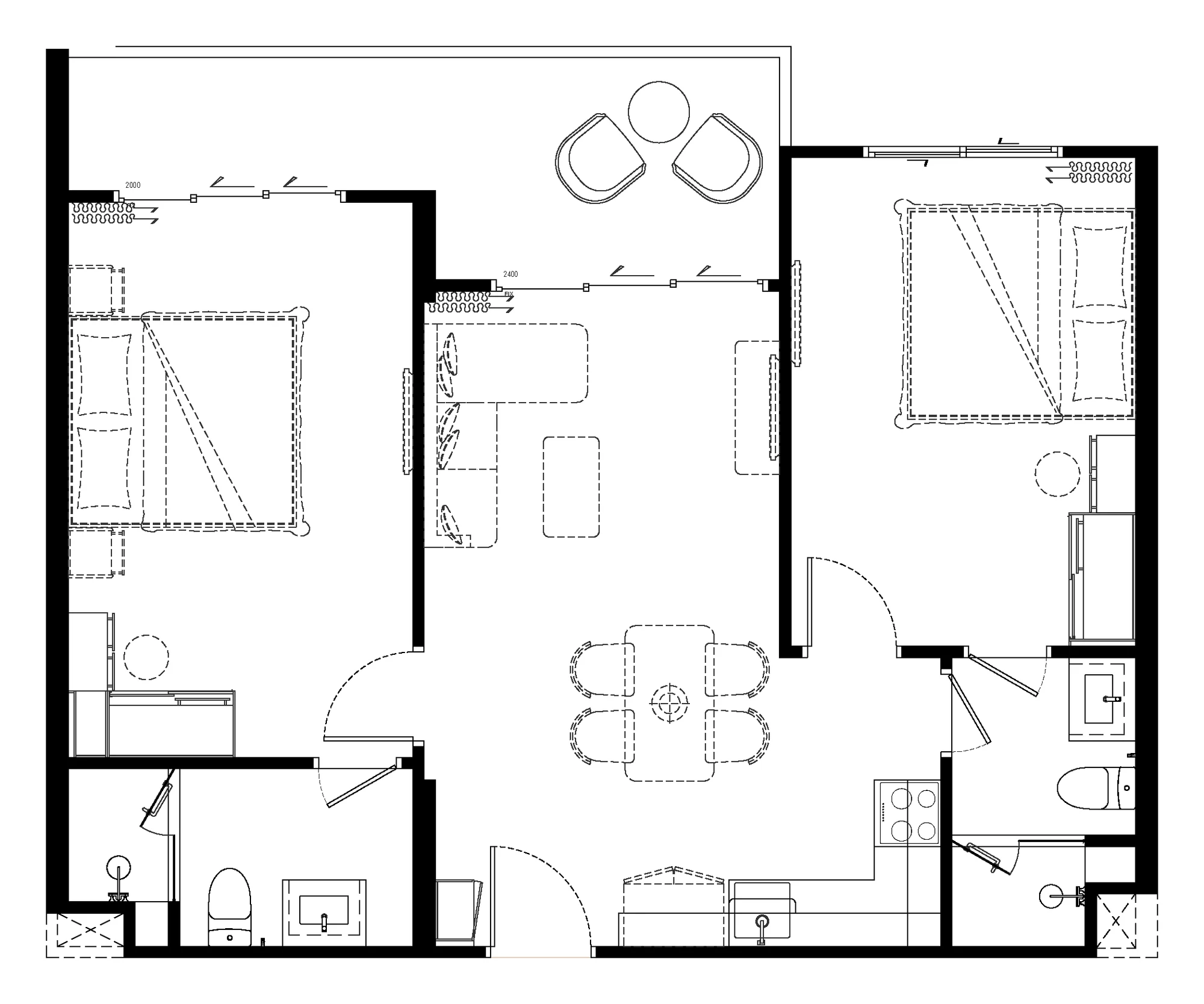 แปลน 2 Bedroom L, 75 m²