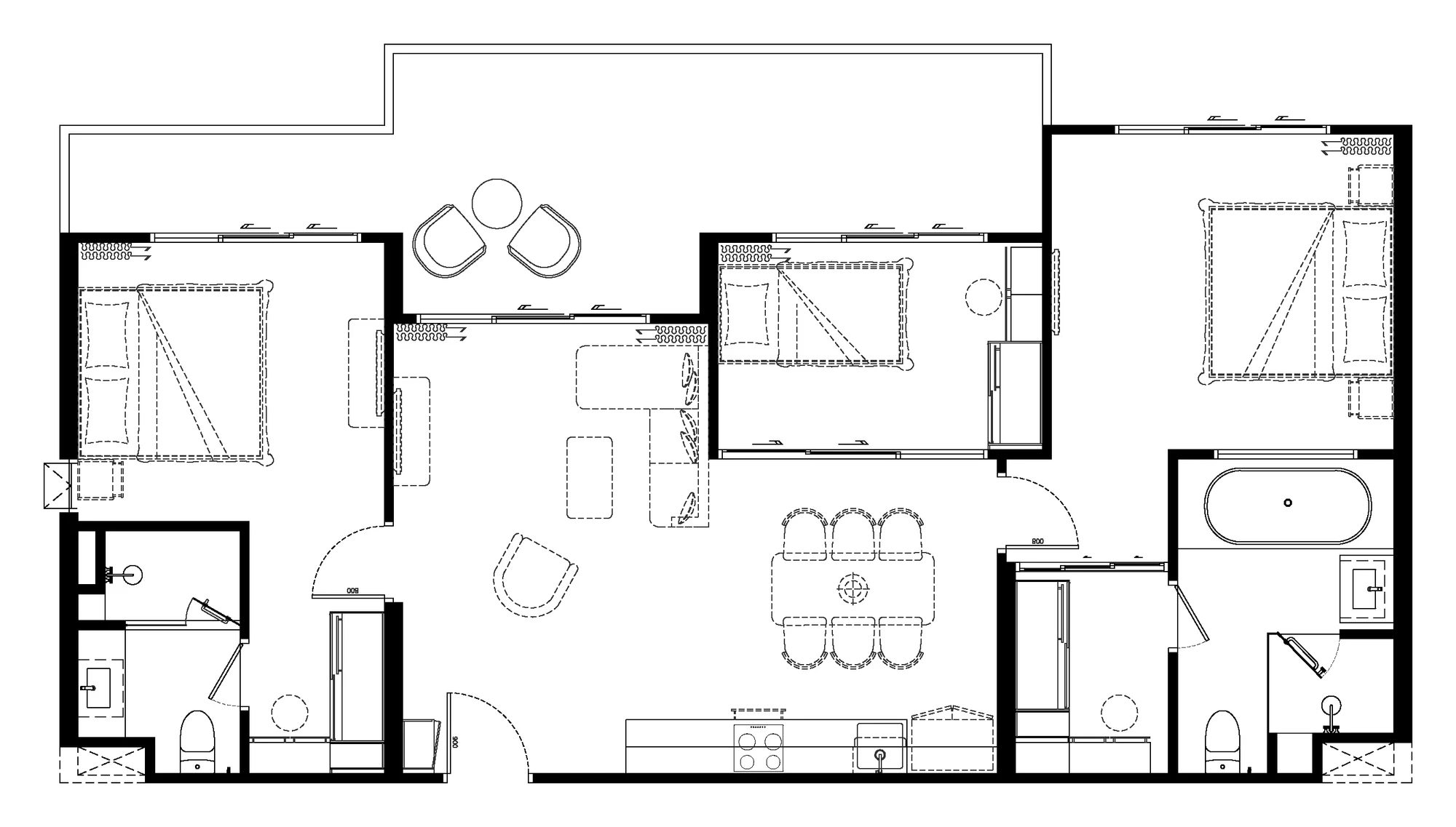 แปลน 2 Bedroom Plus L, 110 m²
