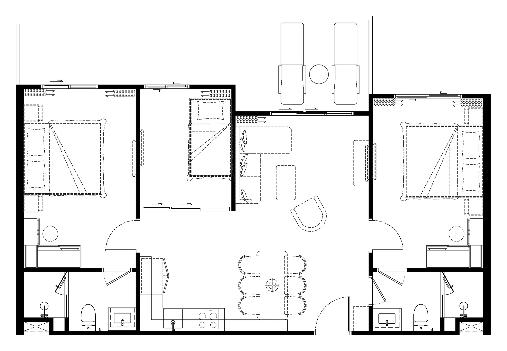 แปลน 2 Bedroom Plus M, 90 m²