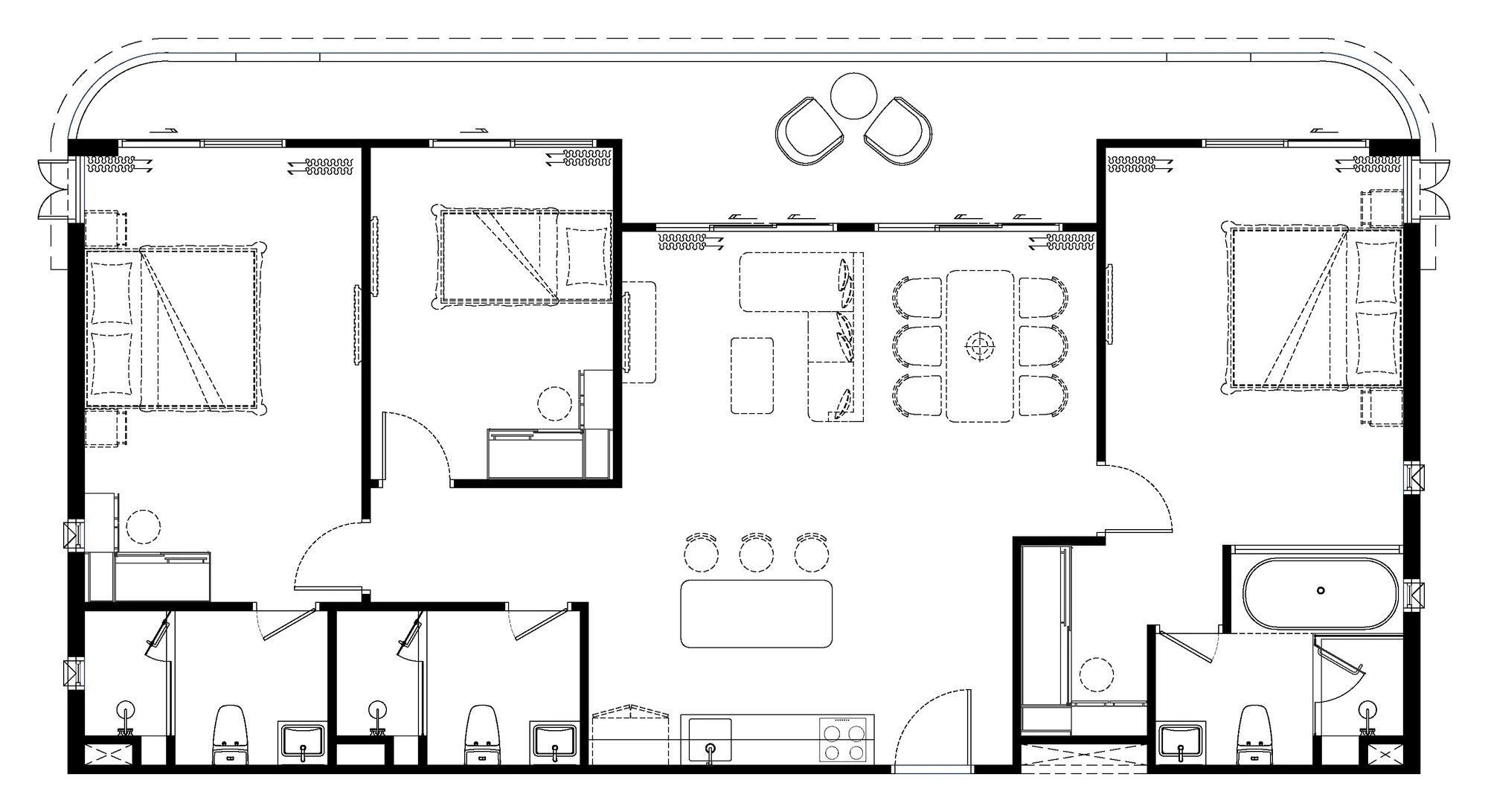 Floor plan of the 3 Bedroom Penthouse, 131 m²